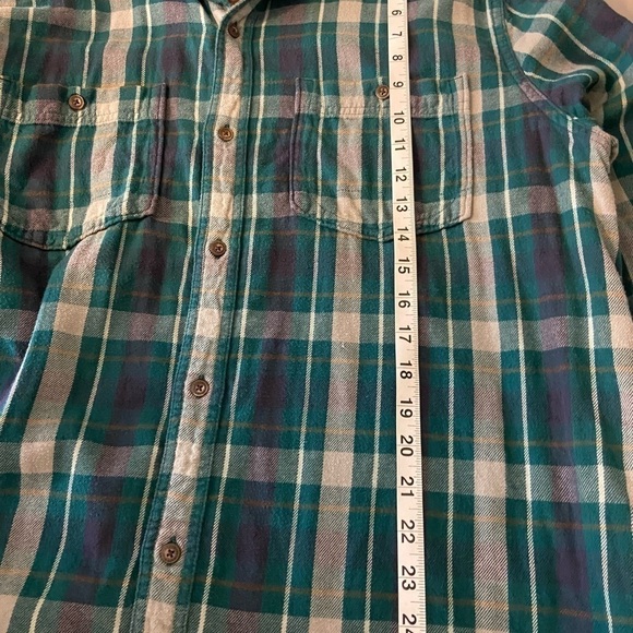 Toad&Co Dually Plaid Flannel Shirt Organic Cotton Size XL Double Layer Green - Picture 9 of 13
